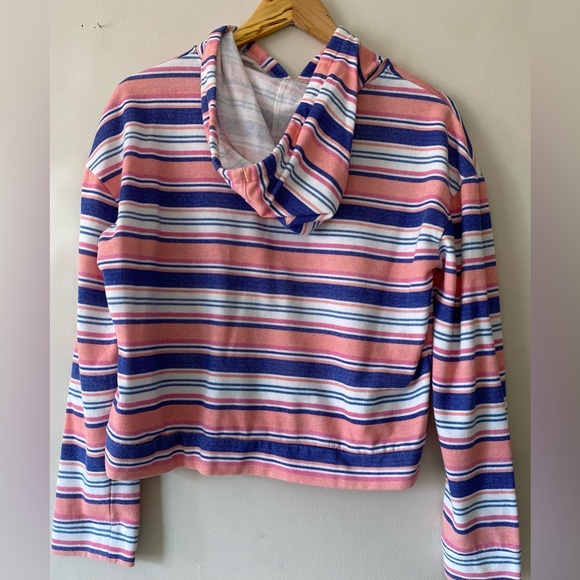 Vans Women Wazzy Coral Stripe Cropped Drawstring Hoodie - Picture 6 of 7